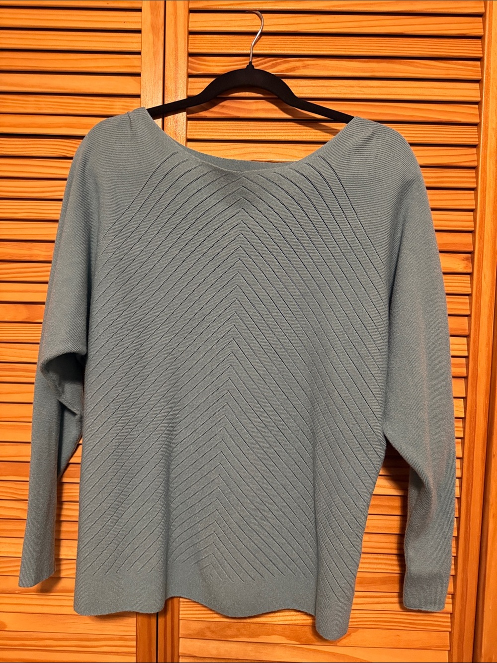 Vila Milano Light Teal Chevron Crewneck Sweater